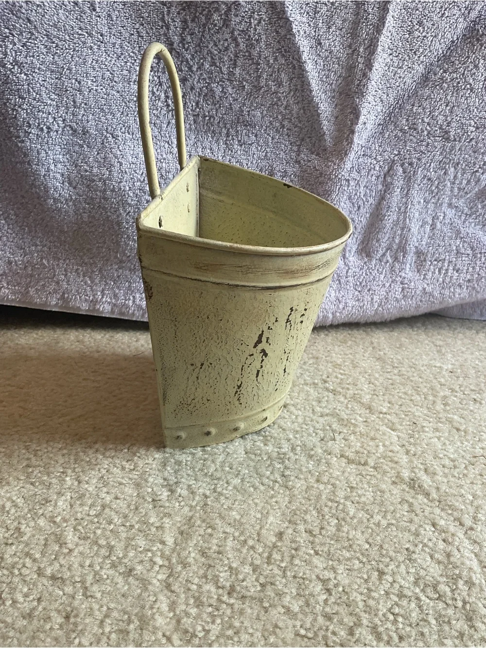Decorative Cream Metal Bucket with Handle